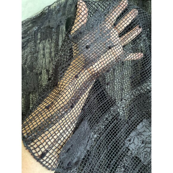 Yon Sheer Black Lace Shrug 3/4 Sleeves Lightweight Elegant One Size Whimsigoth - Picture 11 of 11